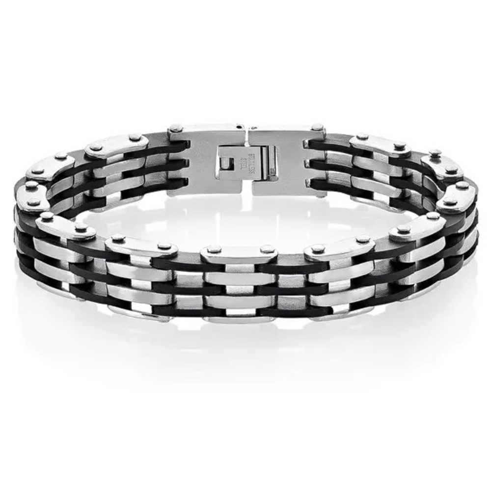 Stainless steel men’s link bracelet magnetic clasp